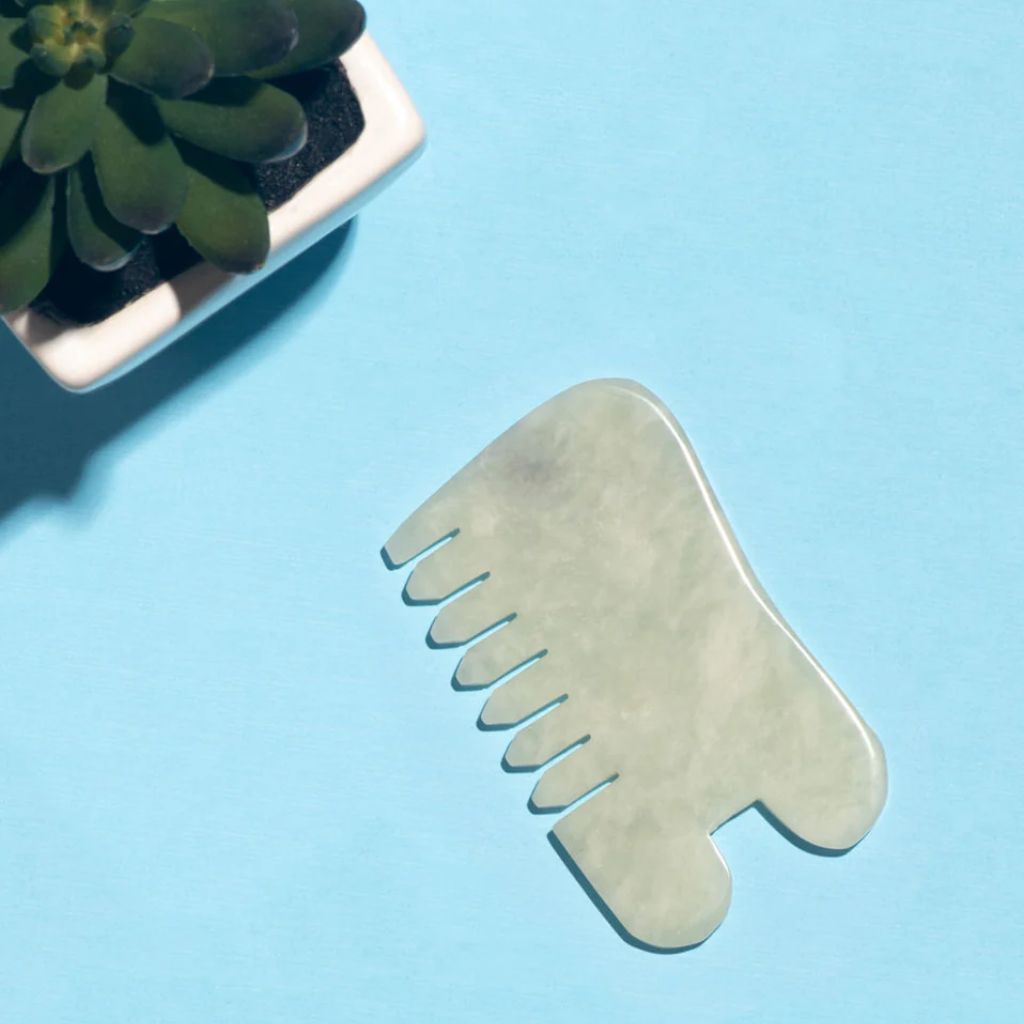 Island Jade Gemstone Gua Sha + Massaging Comb - NaturelleShop.com - Earth Harbor