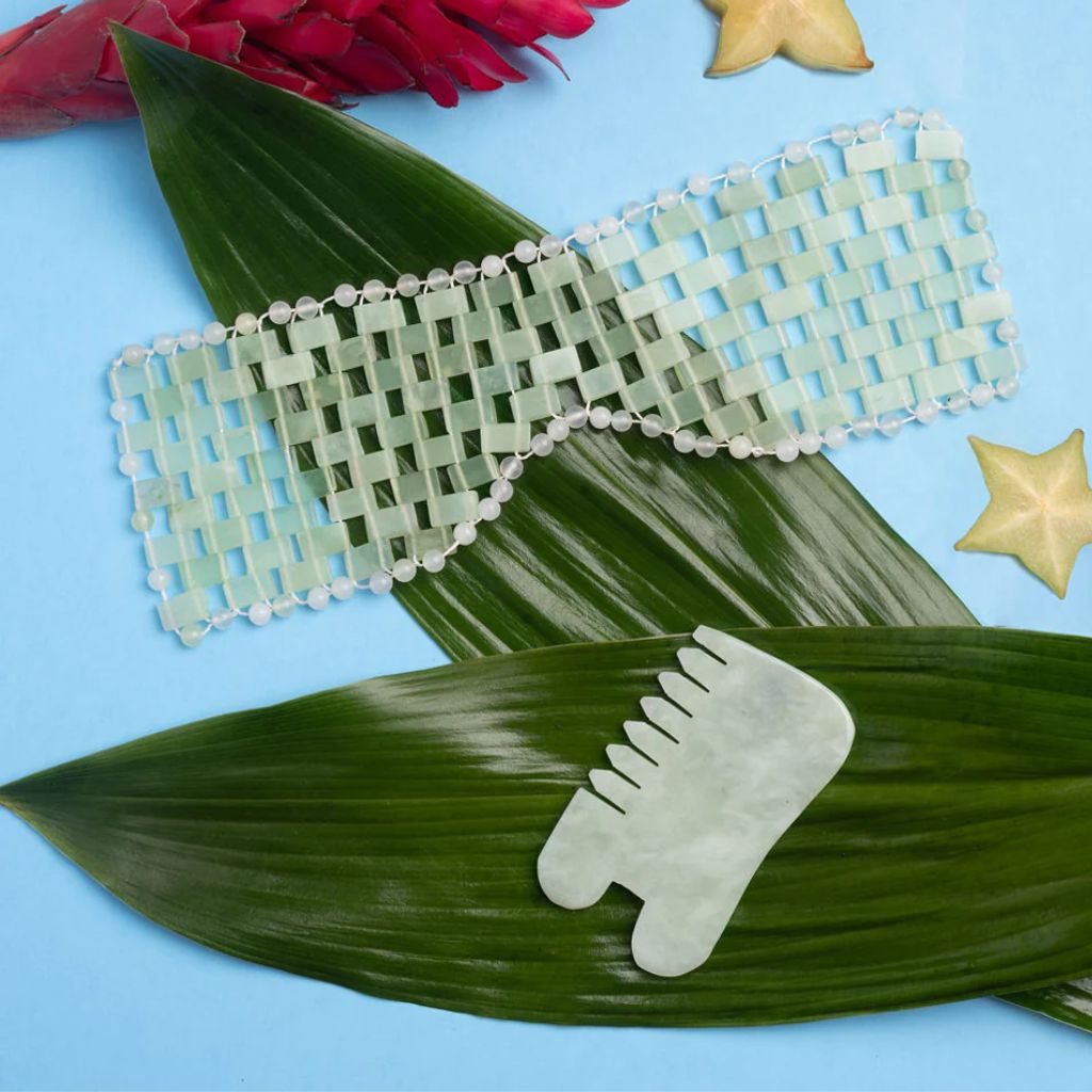 Island Jade Gemstone Gua Sha + Massaging Comb - NaturelleShop.com - Earth Harbor