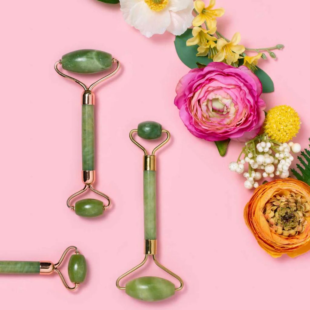 Island Jade Rose Gold Gemstone Facial Roller - NaturelleShop.com - Earth Harbor